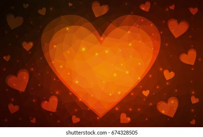 Dark Red vector heart isolated on white background. Geometric rumpled triangular low poly origami style gradient graphic illustration. Polygonal design for your business.