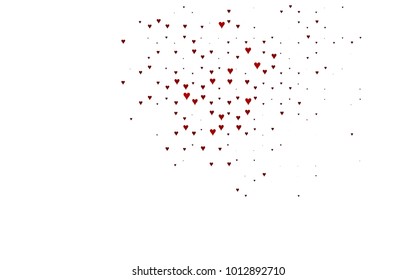 Dark Red vector hearts isolated on white background. Cool pattern in origami style with gradient for Valentine day. Graphic illustration for your business design.