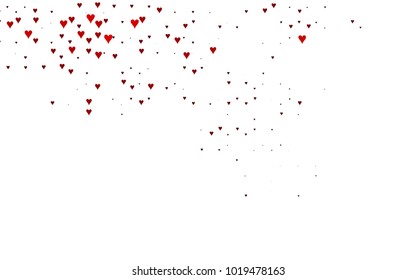 Dark Red vector hearts isolated on white background. Cool pattern in origami style with gradient for Valentine day. Graphic illustration for your business design.