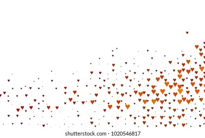 Dark Red vector hearts isolated on white background. Cool pattern in origami style with gradient for Valentine day. Graphic illustration for your business design.