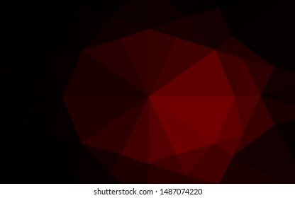 Dark Red vector hexagon mosaic template. Triangular geometric sample with gradient.  A completely new template for your business design.
