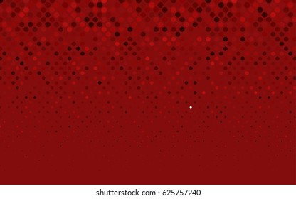 Dark Red vector illustration which consist of circles. Dotted gradient design for your business. Creative geometric background in halftone style with colored spots.