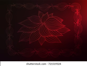 Dark Red vector indian curved texture. Glitter abstract illustration with doodles and Zen tangles. The pattern can be used for coloring books and pages for kids.