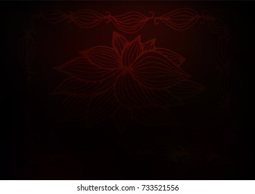 Dark Red vector indian curved background. Glitter abstract illustration with doodles and Zen tangles. A completely new template for your business design.