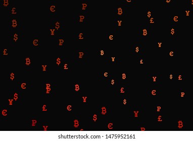 Dark Red vector layout with banking symbols. Blurred design in simple style with symbols of currency. Pattern for financial, investment websites.