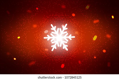 Dark Red vector layout with bright snowflakes. Blurred decorative design in xmas style with snow. New year design for your ad, poster, banner.
