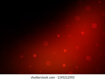 Dark Red vector layout with bright snowflakes. Snow on blurred abstract background with gradient. The pattern can be used for new year leaflets.