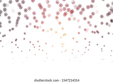 Dark Red vector layout with bright snowflakes. Shining colorful illustration with snow on abstract template. Template for a new year background.