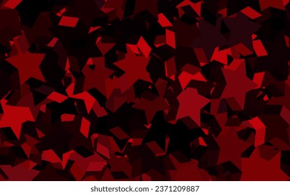 Dark Red vector layout with bright stars. Stars on blurred abstract background with gradient. Pattern for futuristic ad, booklets.