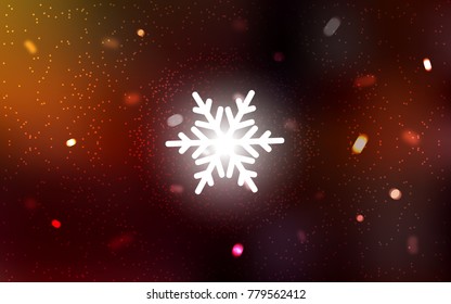 Dark Red vector layout with bright snowflakes. Blurred decorative design in xmas style with snow. The pattern can be used for new year ad, booklets.