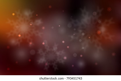 Dark Red vector layout with bright snowflakes. Snow on blurred abstract background with gradient. New year design for your business advert.