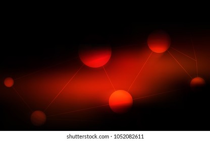 Dark Red vector layout with circles, lines. Colorful illustration with circles and lines in futuristic style. Pattern can be used as texture of wallpapers.