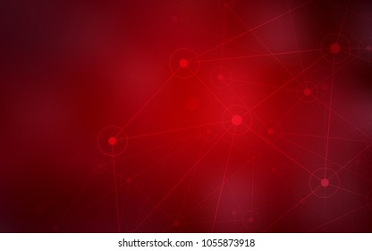 Dark Red vector layout with circles, lines. Colorful illustration with circles and lines in futuristic style. Pattern can be used for futuristic ad, booklets.