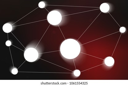 Dark Red vector layout with circles, lines. Glitter abstract illustration with connection of triangle structure. Pattern can be used for ads, leaflets.