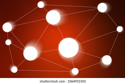 Dark Red vector layout with circles, lines. Abstract illustration with colorful discs and triangles. Pattern can be used as texture of wallpapers.
