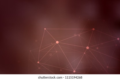 Dark Red vector layout with circles, lines. Glitter abstract illustration with connection of triangle structure. Completely new template for your brand book.