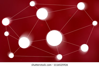 Dark Red vector layout with circles, lines. Glitter abstract illustration with connection of triangle structure. Beautiful design for your business advert.