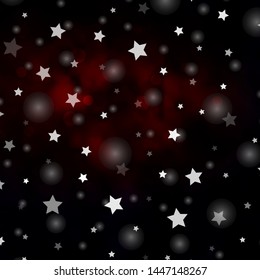 Dark Red vector layout with circles, stars. Abstract design in gradient style with bubbles, stars. Pattern for trendy fabric, wallpapers.