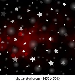 Dark Red vector layout with circles, stars. Abstract design in gradient style with bubbles, stars. Design for wallpaper, fabric makers.