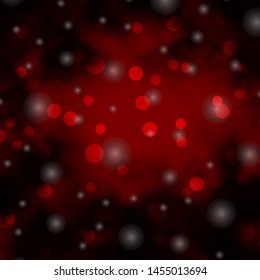 Dark Red vector layout with circles, stars. Abstract design in gradient style with bubbles, stars. Pattern for wallpapers, curtains.