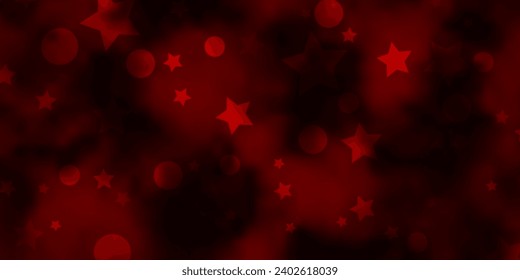 Dark Red vector layout with circles, stars. Abstract illustration with colorful spots, stars. Texture for window blinds, curtains.