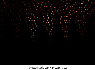 Dark Red vector layout with elements of cards. Colorful gradient with signs of hearts, spades, clubs, diamonds. Smart design for your business advert of casinos.