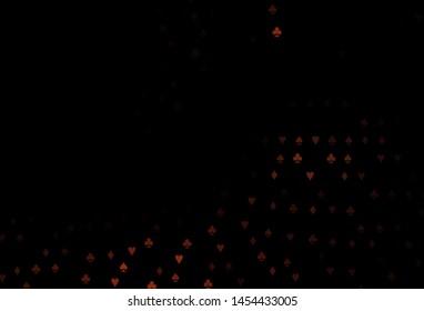 Dark Red vector layout with elements of cards. Blurred decorative design of hearts, spades, clubs, diamonds. Pattern for leaflets of poker games, events.