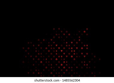 Dark Red vector layout with elements of cards. Shining illustration with hearts, spades, clubs, diamonds. Pattern for leaflets of poker games, events.