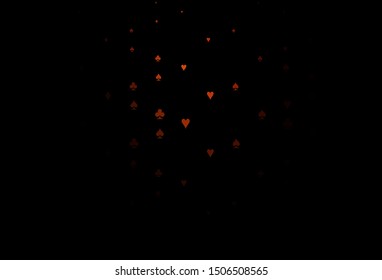 Dark Red vector layout with elements of cards. Illustration with set of hearts, spades, clubs, diamonds. Pattern for leaflets of poker games, events.