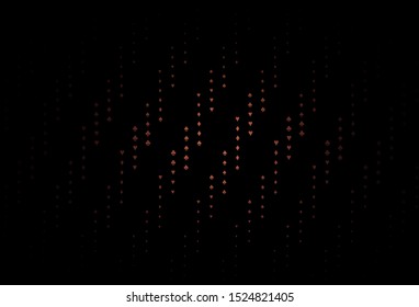 Dark Red vector layout with elements of cards. Blurred decorative design of hearts, spades, clubs, diamonds. Design for ad, poster, banner of gambling websites.