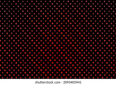 Dark red vector layout with elements of cards. Illustration with set of hearts, spades, clubs, diamonds. Pattern for ads of parties, events in Vegas.