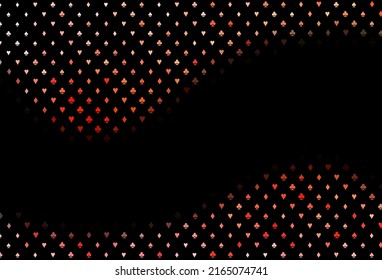 Dark red vector layout with elements of cards. Blurred decorative design of hearts, spades, clubs, diamonds. Pattern for leaflets of poker games, events.