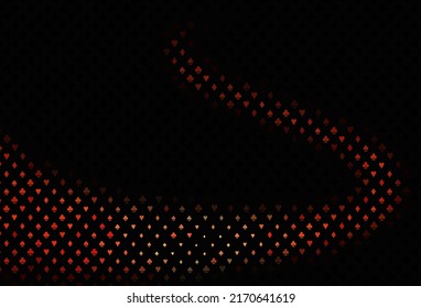 Dark red vector layout with elements of cards. Illustration with set of hearts, spades, clubs, diamonds. Smart design for your business advert of casinos.