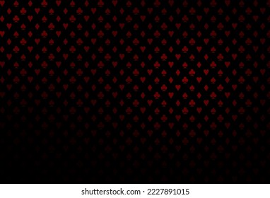 Dark red vector layout with elements of cards. Colored illustration with hearts, spades, clubs, diamonds. Smart design for your business advert of casinos.