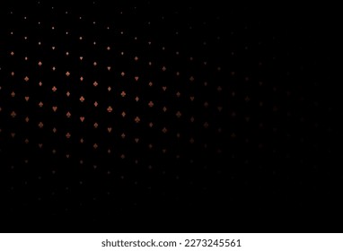 Dark Red vector layout with elements of cards. Glitter abstract sketch with isolated symbols of playing cards. Pattern for ads of parties, events in Vegas.