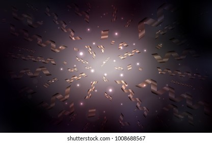 Dark Red vector layout with festival confetti. Decorative shining illustration with ribbons on abstract template. The template can be used as a background for postcards.