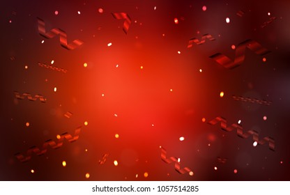 Dark Red vector layout with festival confetti. Decorative shining illustration with ribbons on abstract template. New design for ad, poster, banner of your Party.