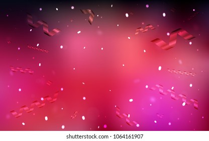 Dark Red vector layout with festival confetti. Glitter abstract illustration with colorful confetti, ribbons. The pattern can be used for new year ad, booklets.