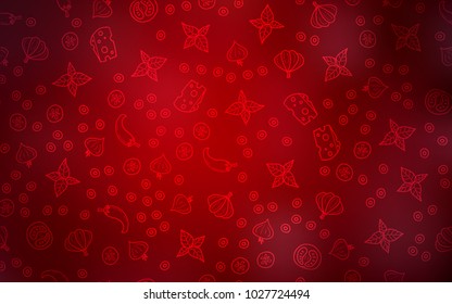 Dark Red vector layout with restaurant food. Glitter abstract sketch with gourmet food. Pattern for ad, booklets, leaflets of restaurants.