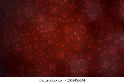 Dark Red vector layout with restaurant food. Illustration with set of fresh food in doodle style. Template for meal cooking in kitchen.
