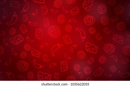 Dark Red vector layout with restaurant food. Decorative shining illustration with food on abstract template. Pattern for menu of cafes, bars, restaurants.