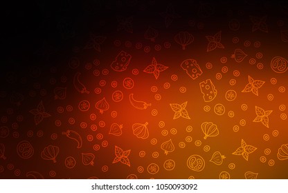 Dark Red vector layout with restaurant food. Beautiful colored illustration with food in doodle style. Doodle design for your business advert of cafes.