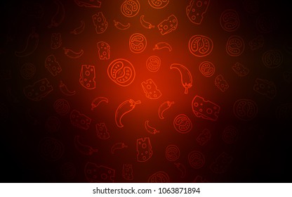 Dark Red vector layout with restaurant food. Beautiful colored illustration with food in doodle style. Doodle design for your business advert of cafes.