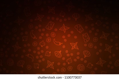 Dark Red vector layout with restaurant food. Glitter abstract sketch with gourmet food. Template for meal cooking in kitchen.