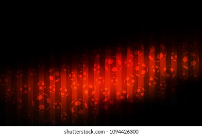 Dark Red vector layout with sports symbols. Illustration with set of soccer balls on gradiental backdrop. Pattern for promotion 