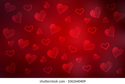 Dark Red vector layout with sweet hearts. Illustration with hearts in love concept for valentine's day. Pattern for carnival, festival romantic leaflets.