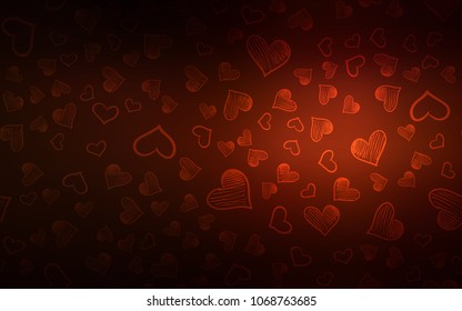 Dark Red vector layout with sweet hearts. Illustration with hearts in love concept for valentine's day. Design for ad, poster, banner of Valentine Day.