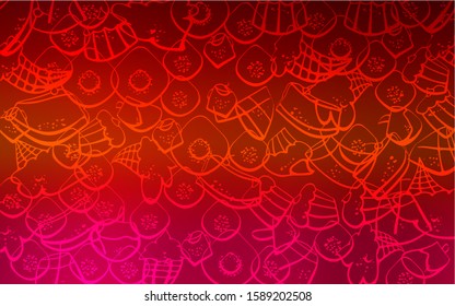 Dark Red vector layout with sweet desserts. Blurred decorative design of desserts in doodle style. Template of children's food in cafe.