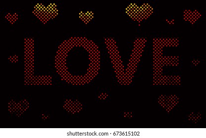 Dark Red vector Love banner with circles, spheres. Abstract spots. Background of Art bubbles in halftone style with colored gradient.