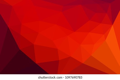 Dark Red vector low poly cover with a heart in a centre. Triangular geometric sample with gradient.  Pattern for a brand book's backdrop.